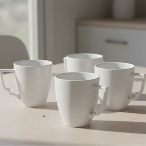 Elegant White Ceramic Mug Set